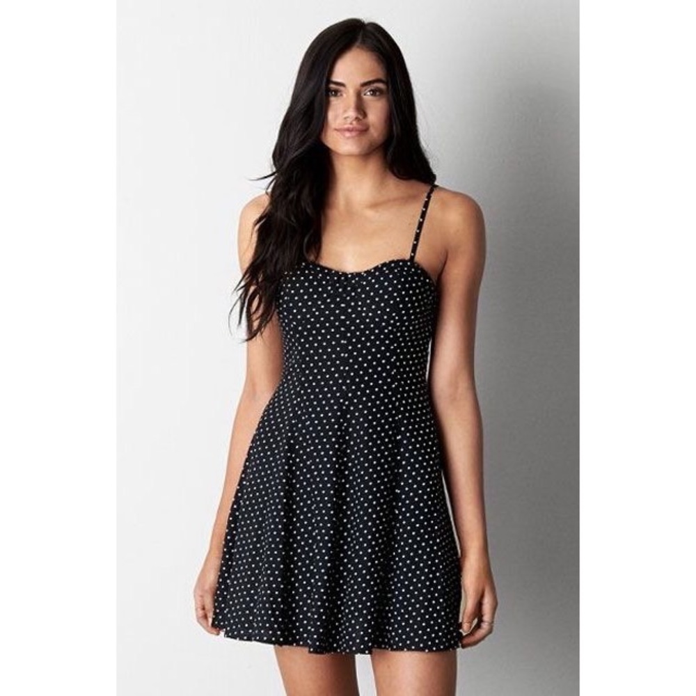 AMERICAN EAGLE black & white polka dot mini dress